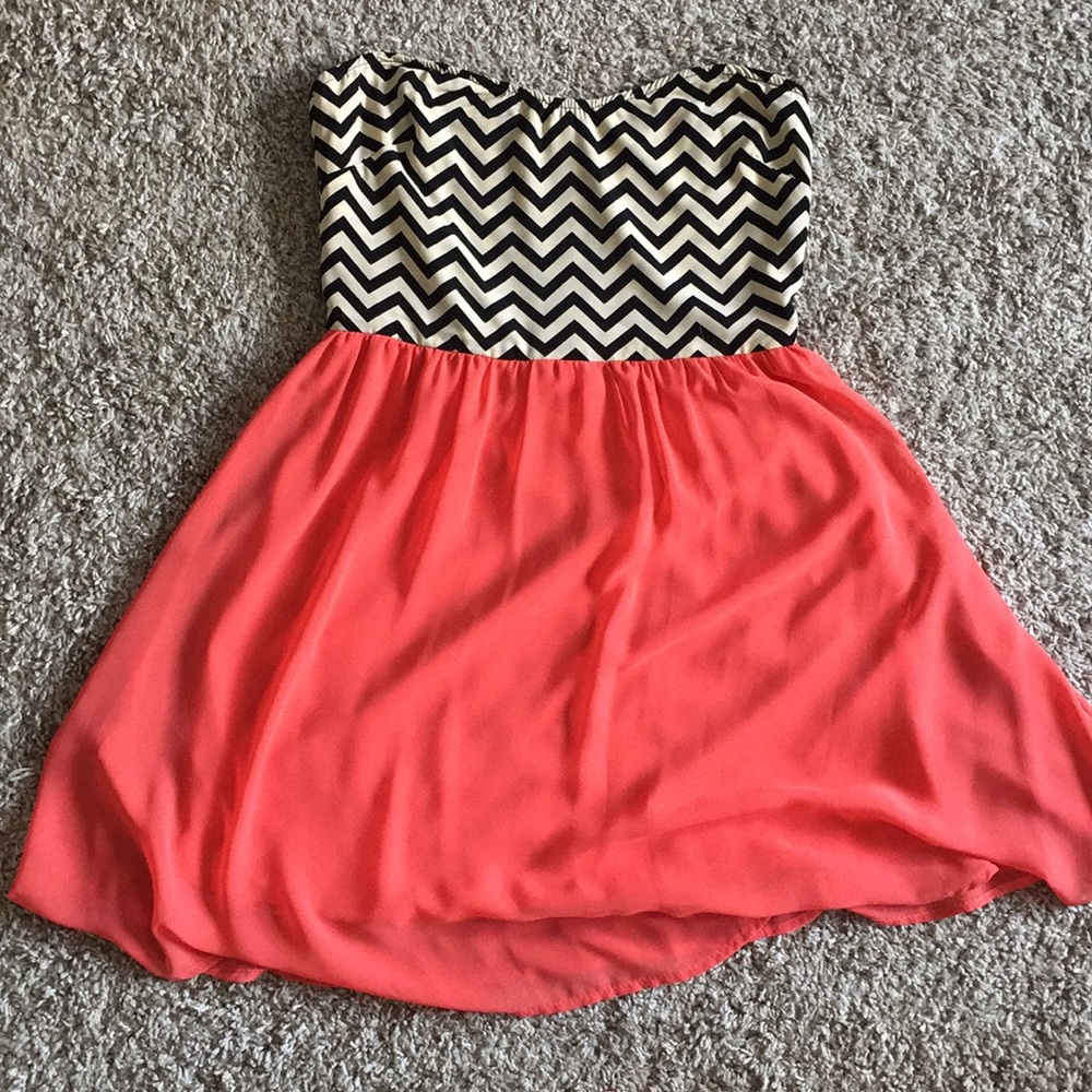 Coral Chevron Dress